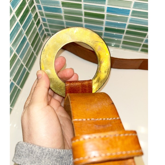 Vintage CHICO’S Made in Morocco 
Western Artisan Leather Belt SZ: Large (48”) - Picture 9 of 10